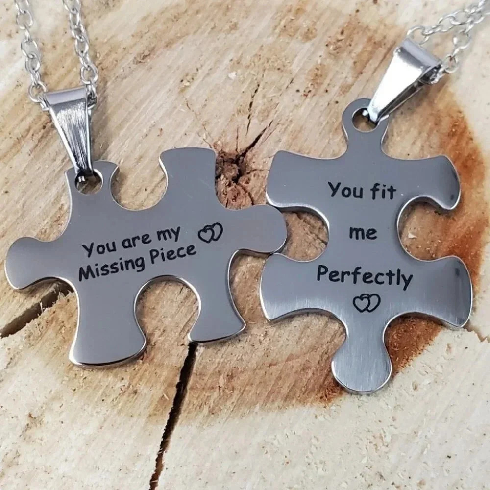 Couples Puzzle Piece Necklaces, Missing Pieces and Fit Perfectly